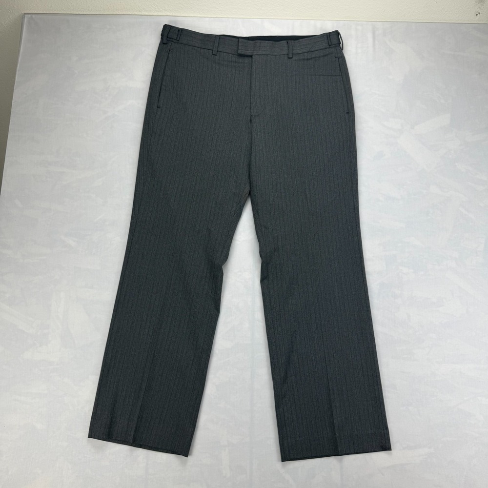 Express Design Studio‎ Producer Pants Mens 34x30 Gray Stripe Formal Straight Leg